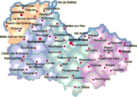 Communes des Ctes d'Armor : dpartement des Ctes-d'Armor et rgion des Ctes-d'Armor