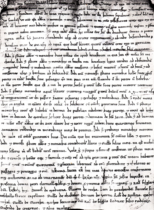 Charte de fondation de l'abbaye Notre-Dame du Bon-Repos