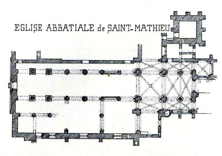 Plan de l'église abbatiale de l'abbaye Saint-Mathieu