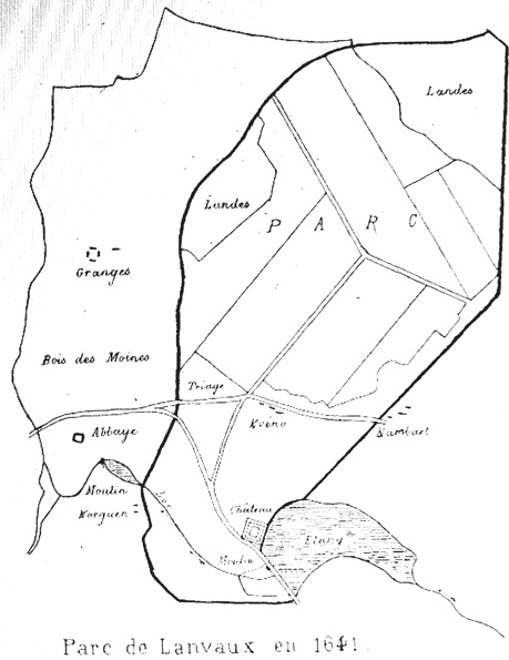 Abbaye de Lanvaux en Brandivy : plan du parc