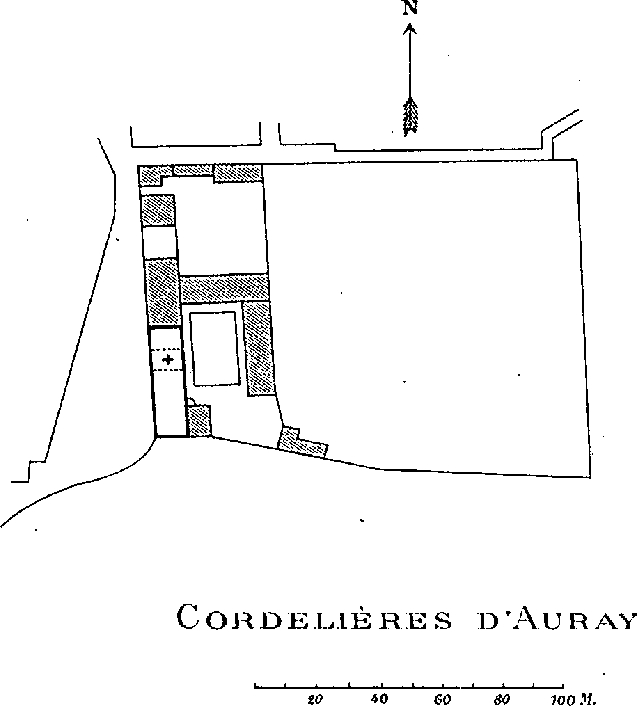 Plan du couvent des Cordelires d'Auray (Bretagne).