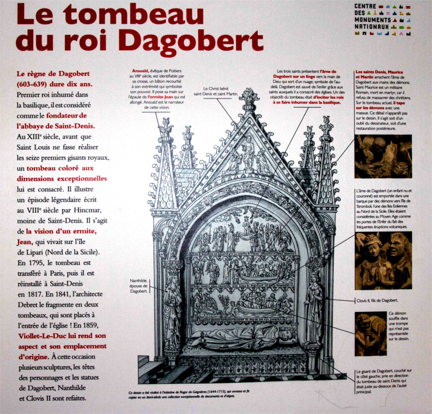 Le tombeau du roi Dagobert dans la basilique de Saint-Denis.