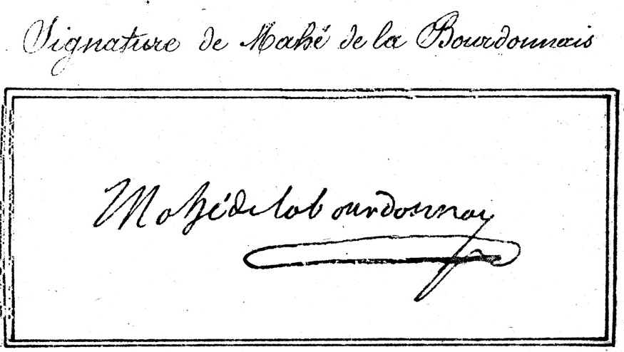 Signature de Bertrand Mah de La Bourdonnais