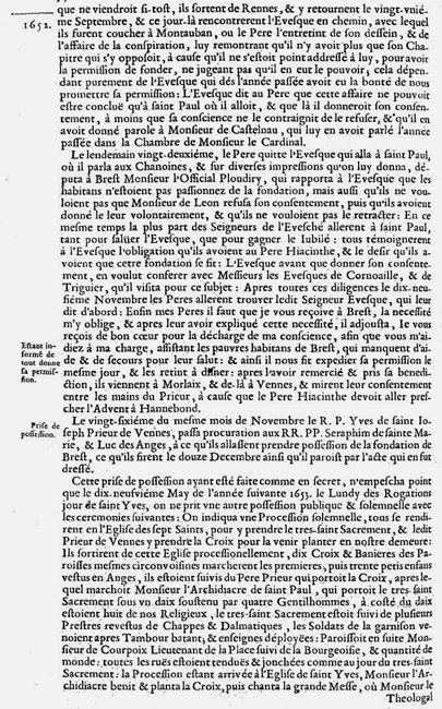 Carmes dchausses de France : fondation de Brest (Bretagne)