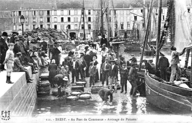 Brest et son port du commerce (Bretagne).