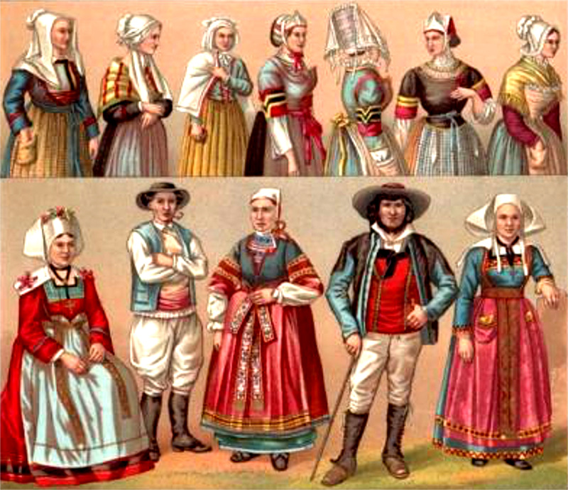 Costumes bretons (Bretagne).