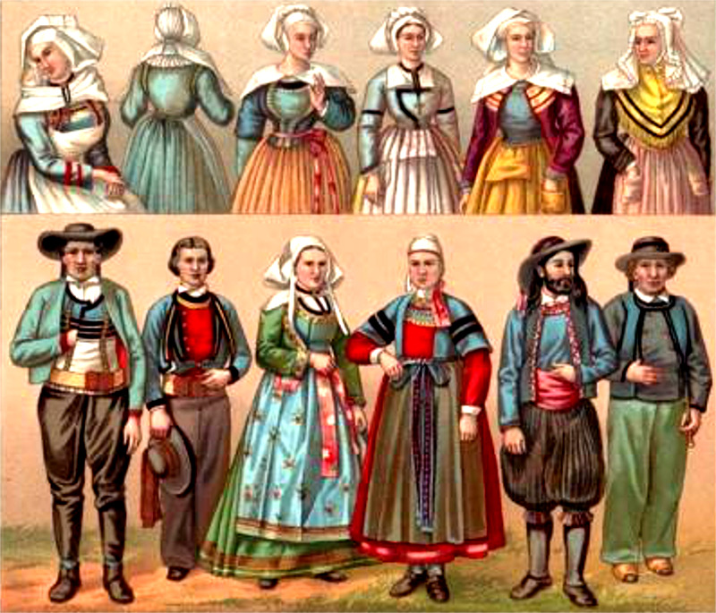 Costumes bretons (Bretagne).