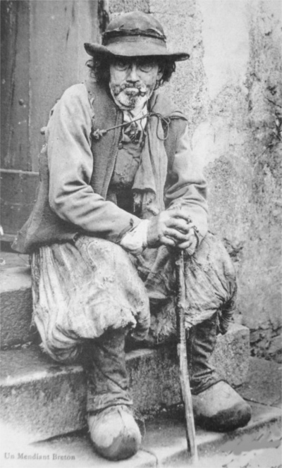 La mendicité : un mendiant en Bretagne.