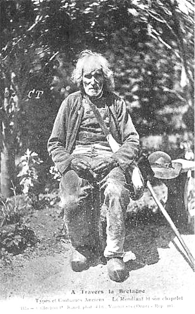 La mendicité : un mendiant en Bretagne.