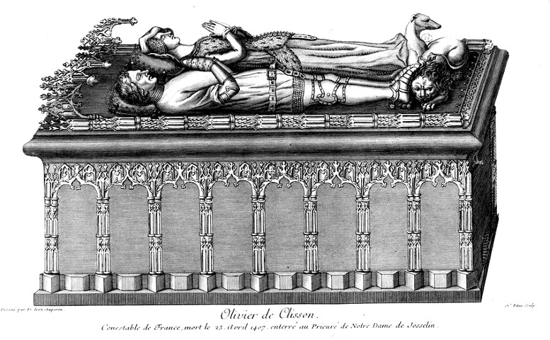 Josselin (Bretagne) : tombeau ou cnotaphe ou gisant d'Olivier de Clisson et Marguerite de Rohan.