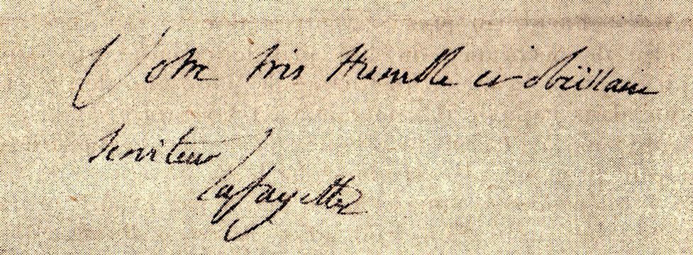 Lettre de La Fayette