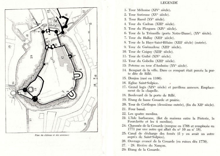Plan du chteau de Fougres (Bretagne).