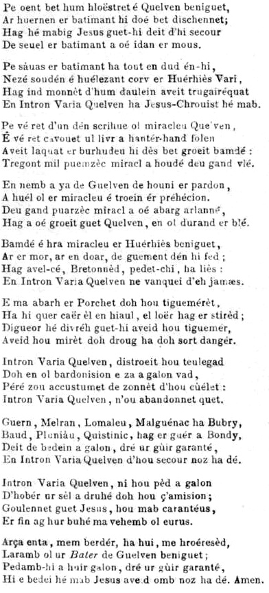 Cantique breton en l'honneur de N.-D. de Quelven ( Guern, Bretagne): page 3.