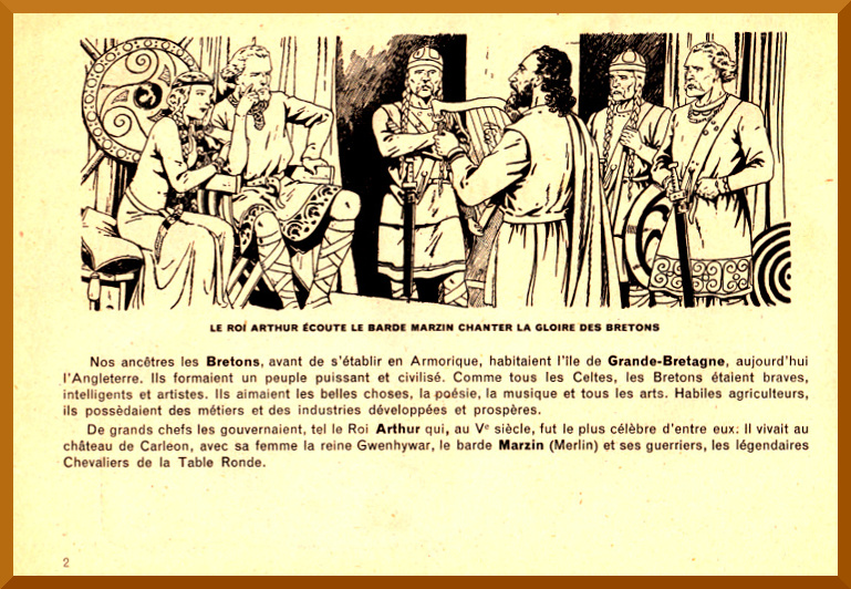Le roi Arthur coute le barde Marzin chanter la gloire des Bretons.