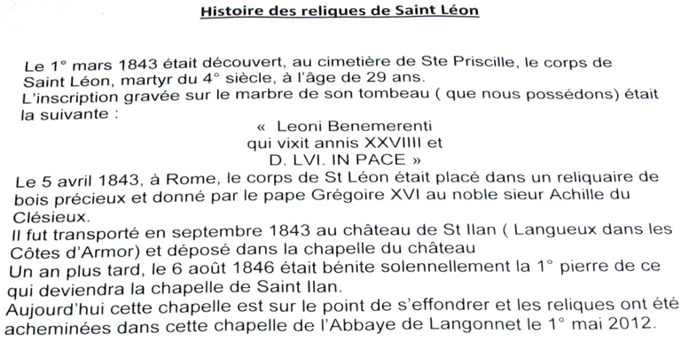 Abbaye de Langonnet : la chapelle abbatiale (reliques de saint Lon)