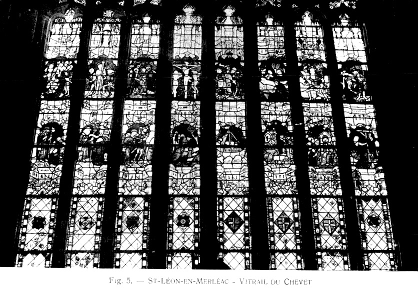 Vitrail du chevet de la chapelle Saint-Jacques de Merlac (Bretagne).