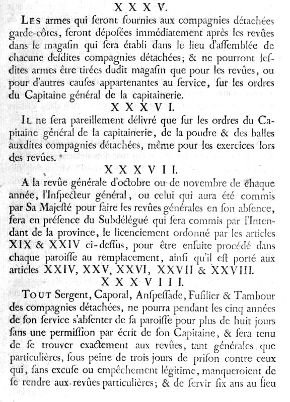 Ordonnance du Roi (1756) concernant les milices de garde-côtes (Bretagne).