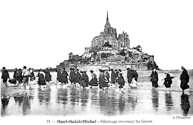 Plerinage au Mont-Saint-Michel traversant les grves.