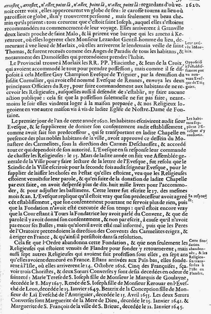 Carmes dchausses de France : fondation de Morlaix (Bretagne)