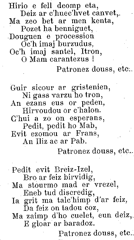 Cantic (part. 3) en l'honneur de Notre-Dame du Mur  Morlaix (Bretagne).