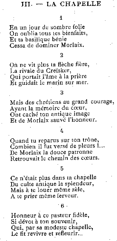 Cantique (part. 5) en l'honneur de Notre-Dame du Mur  Morlaix (Bretagne).