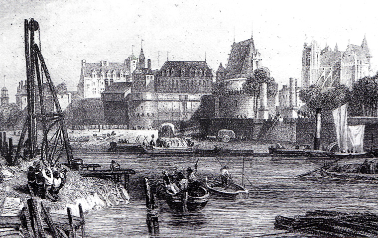 Nantes, le chteau et la cathdrale, vus par Rouargue vers 1850