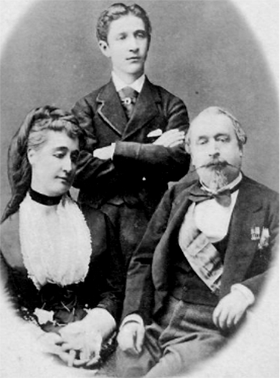 L'empereur Napoléon III, sa femme Eugénie et leur fils.