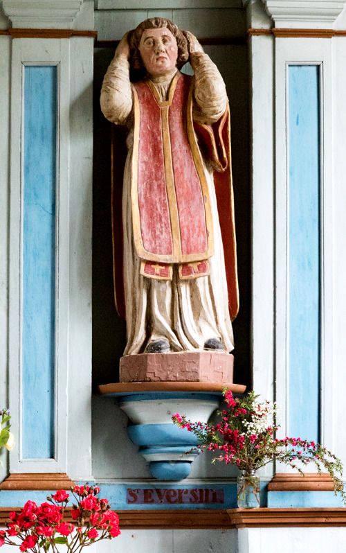 Plestin-les-Grves (Bretagne) : statue de la chapelle de Saint Haran (ou Saint-Garan).