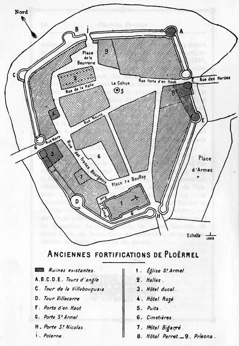 Plan de la ville de Ploërmel (Bretagne)