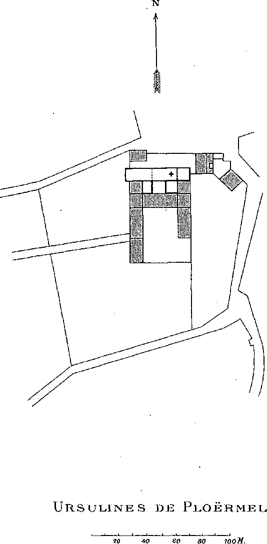 Plan du couvent des Ursulines de Ploërmel (Bretagne).