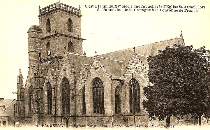 Ville de Ploërmel (Bretagne) : église Saint-Armel