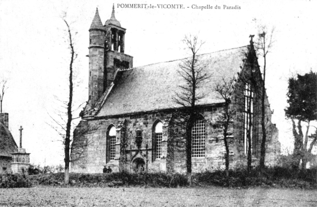 Ville de Pommerit-le-Vicomte (Bretagne) : chapelle du Paradis.