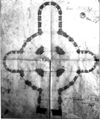 Quimperl : plan initial de l'glise de Sainte-Croix