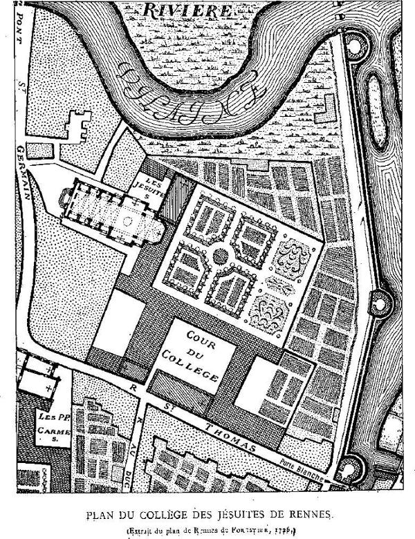 Plan du collge des Jsuites  Rennes (Bretagne).