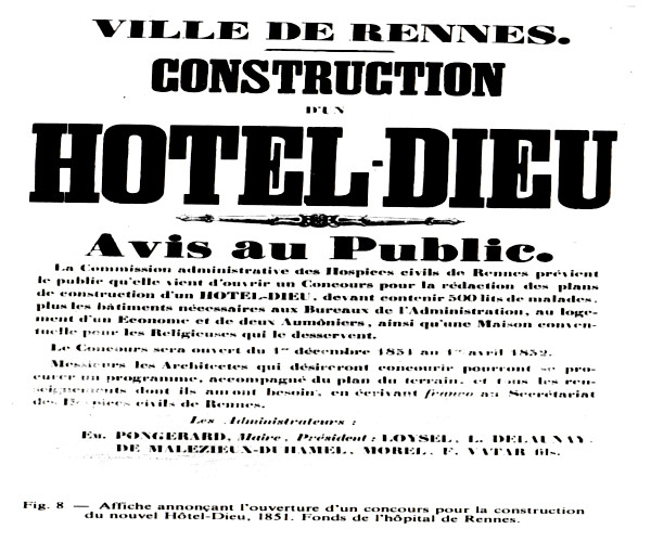 Rennes (Bretagne) : Construction h�tel-Dieu (avis au public).