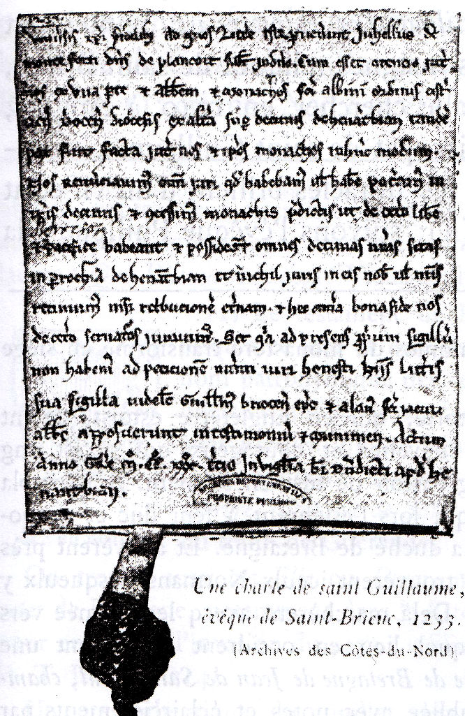 Charte (1233) de saint Guillaume, vque de Saint-Brieuc.