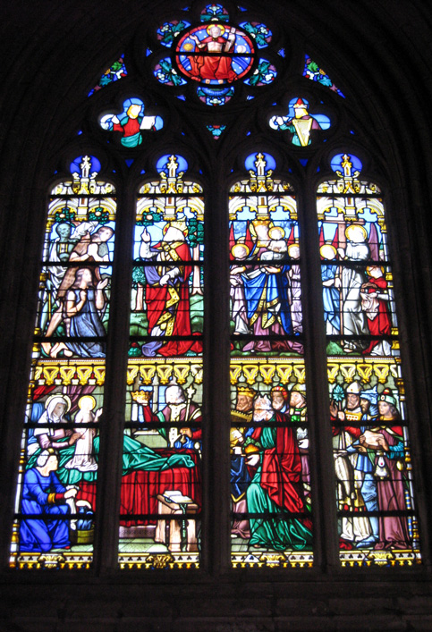 Saint-Brieuc (Bretagne) : cathdrale Saint-Etienne (chapelle de la Vierge, vitrail du XIXme sicle)