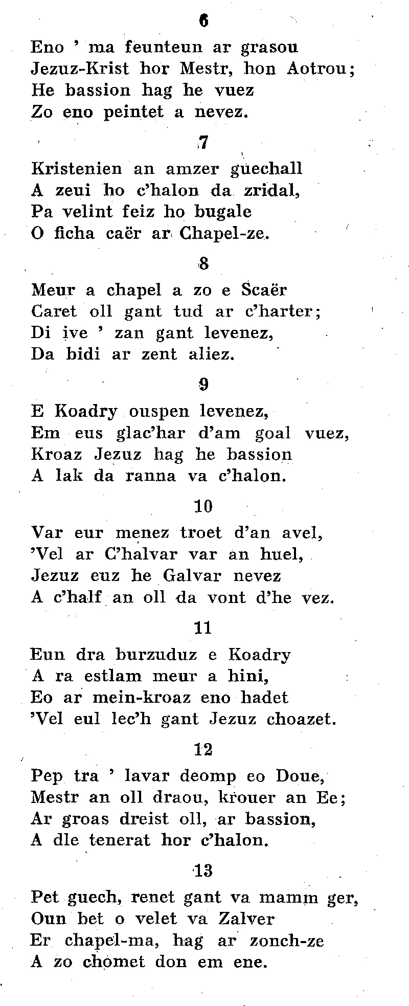 Scar-Coadry (Bretagne) : cantiques bretons.
