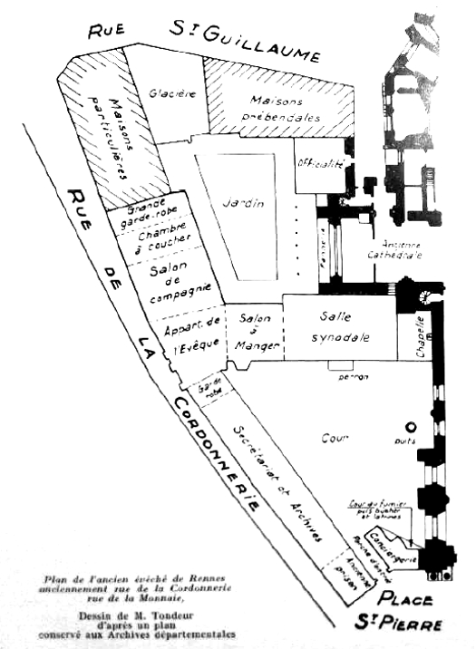 Ancien plan de l'�v�ch� de Rennes (Bretagne).