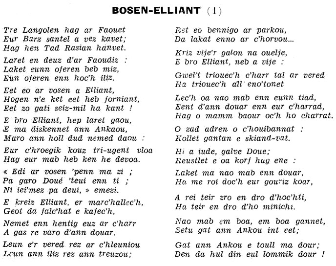Litt�rature bretonne : Bosen-Elliant.