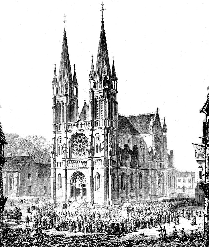 Plan initial (1884) de la reconstruction de l'église Notre-Dame de Bonne-Nouvelle à Rennes.